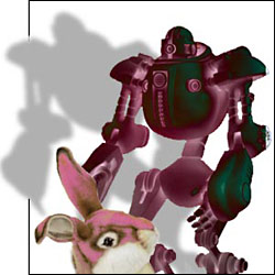 image of toy rabbit and a robot